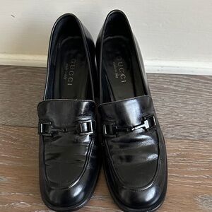 Gucci Black Leather Bit-Detail Loafers